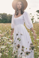 The bellflower dress in blanc linen – Kara Thoms Boutique