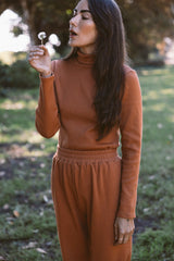 the tia turtleneck in terracotta