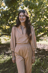 the Delilah blouse in golden straw corduroy