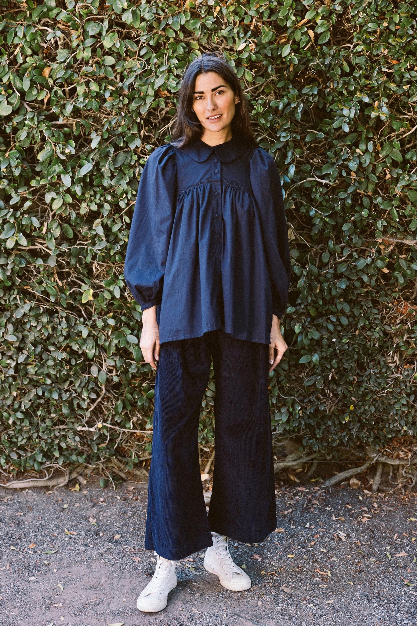 the organic avila blouse in midnight blue