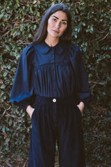 the organic avila blouse in midnight blue