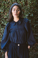 the organic avila blouse in midnight blue