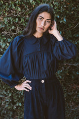 the organic avila blouse in midnight blue