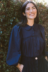 the organic avila blouse in midnight blue